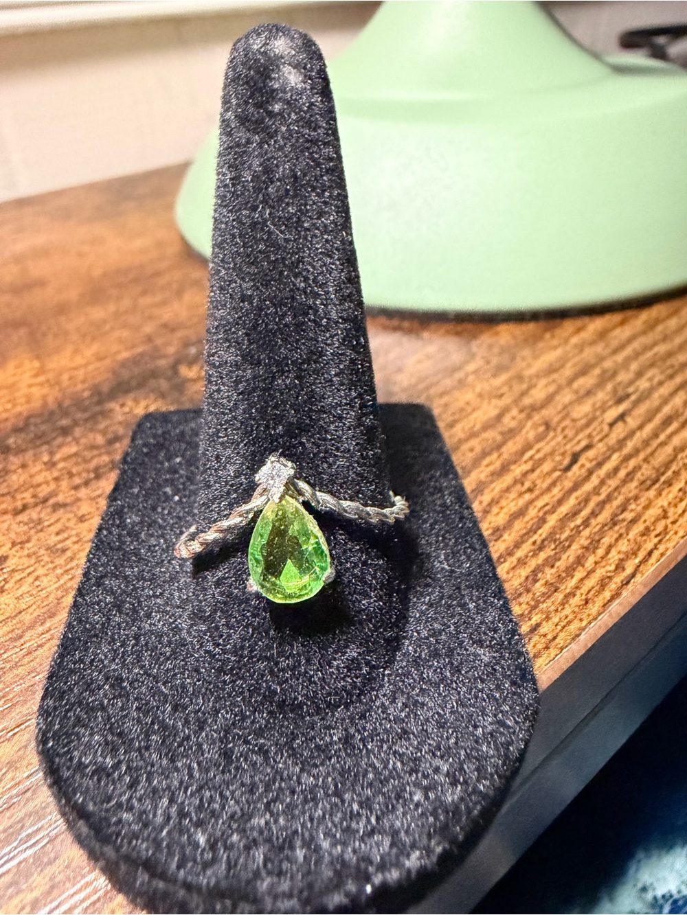 Green Teardrop Pendant Ring - Women Jewelry